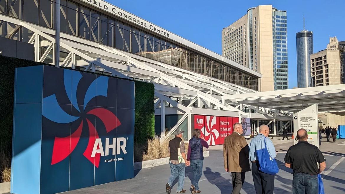 AHR Expo Preview: Attendees outside the  2023 AHR Expo in Atlanta