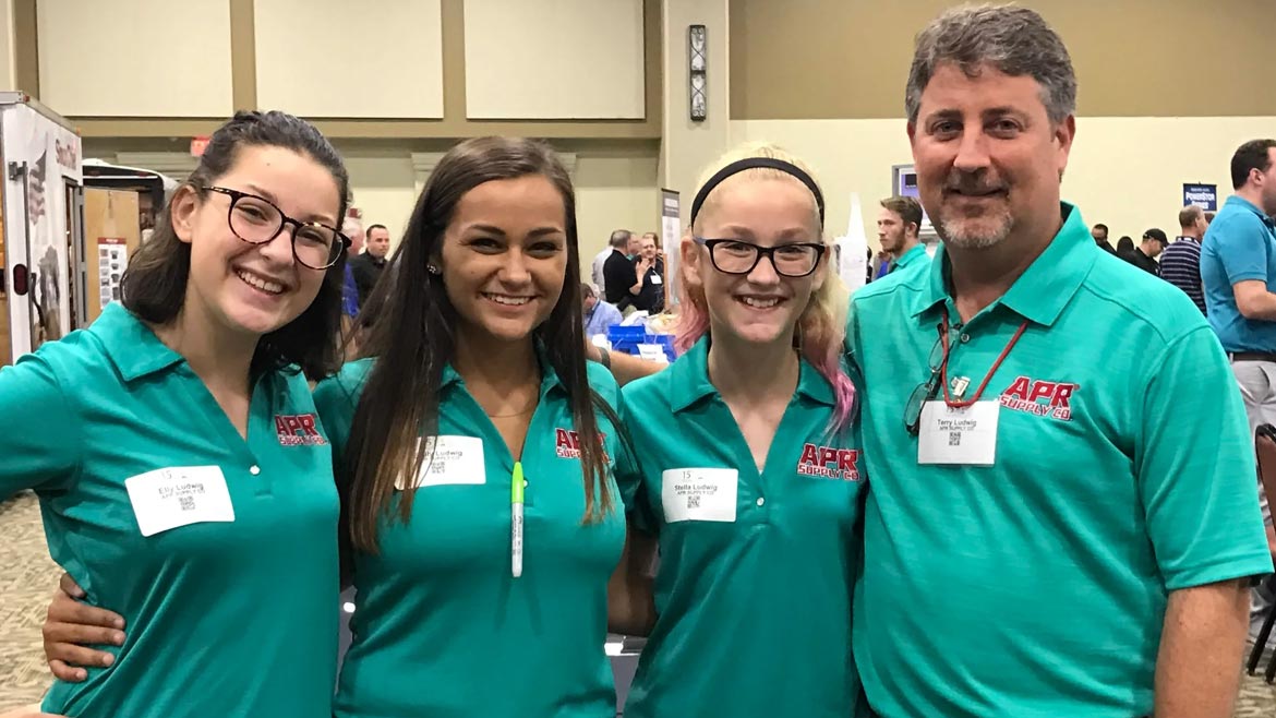 From left:  Terry and Kristy’s daughters, Elly (Ellyse), Emily and Stella Ludwig, and Terry Ludwig